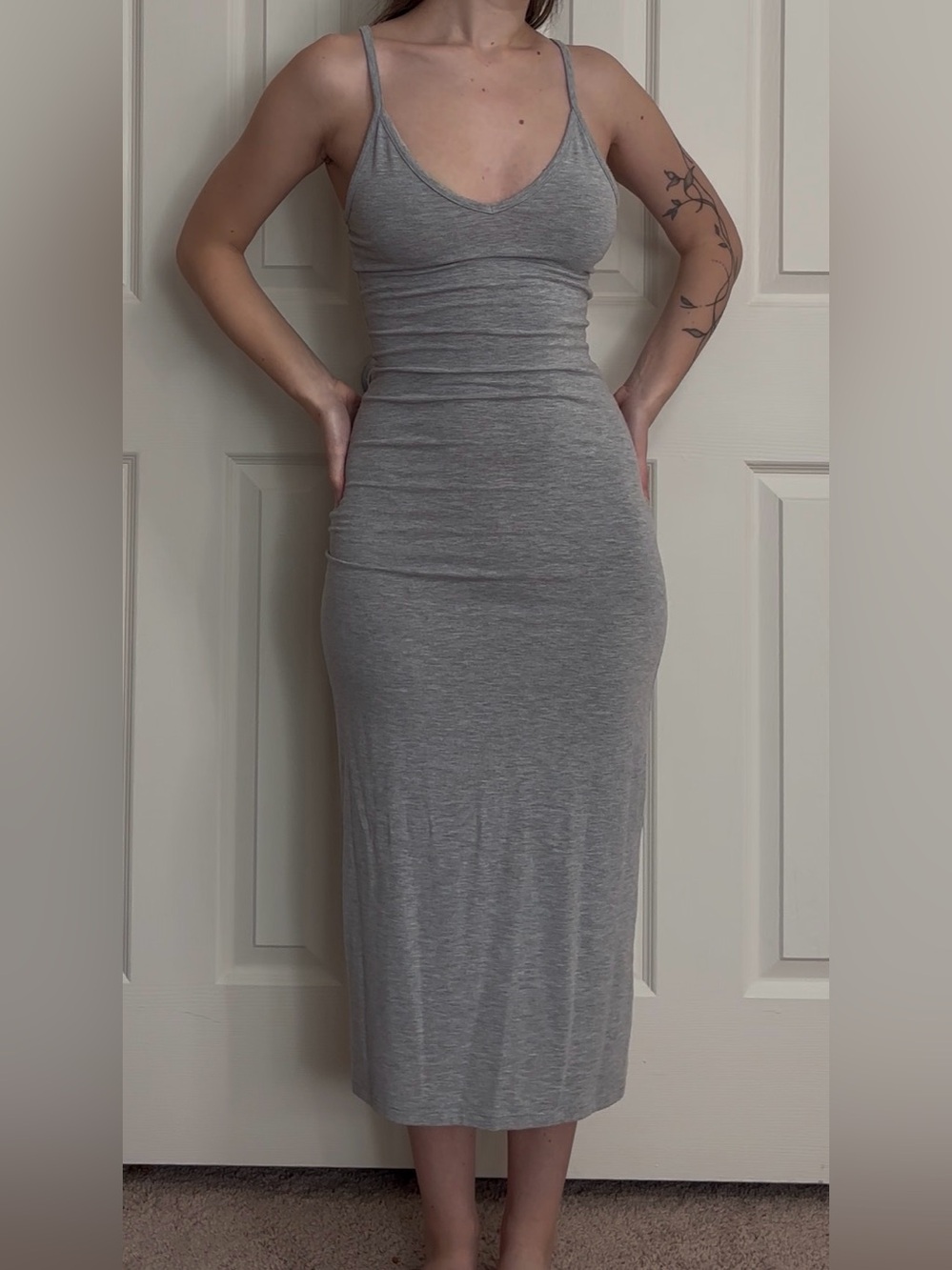 Basic - Forever 21 Gray Spaghetti Strap Maxi Dress